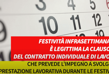 Festività infrasettimanali: clausola del contratto individuale di lavoro