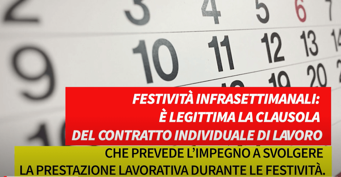 Festività infrasettimanali: clausola del contratto individuale di lavoro