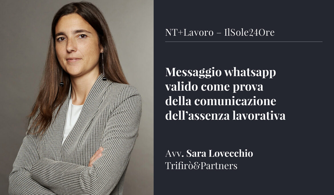 Messaggio whatsapp valido come prova della comunicazione dell’assenza lavorativa