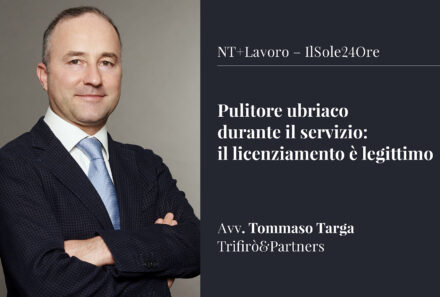 Pulitore ubriaco in servizio: il licenziamento è legittimo