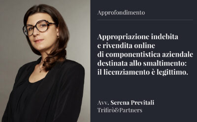 Appropriazione indebita e rivendita online di componentistica aziendale destinata allo smaltimento: per il Tribunale di Bologna il licenziamento è legittimo.